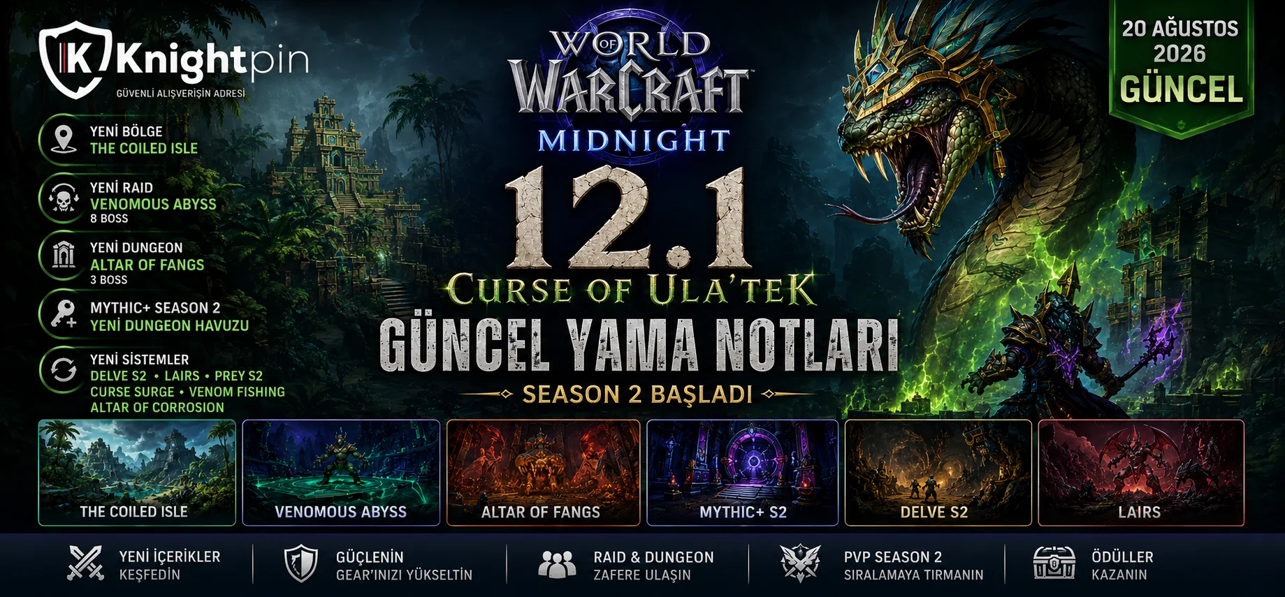 World of Warcraft Midnight 12.1 Güncel Yama Notları – Curse of Ula’tek, Season 2 ve Tüm Yenilikler