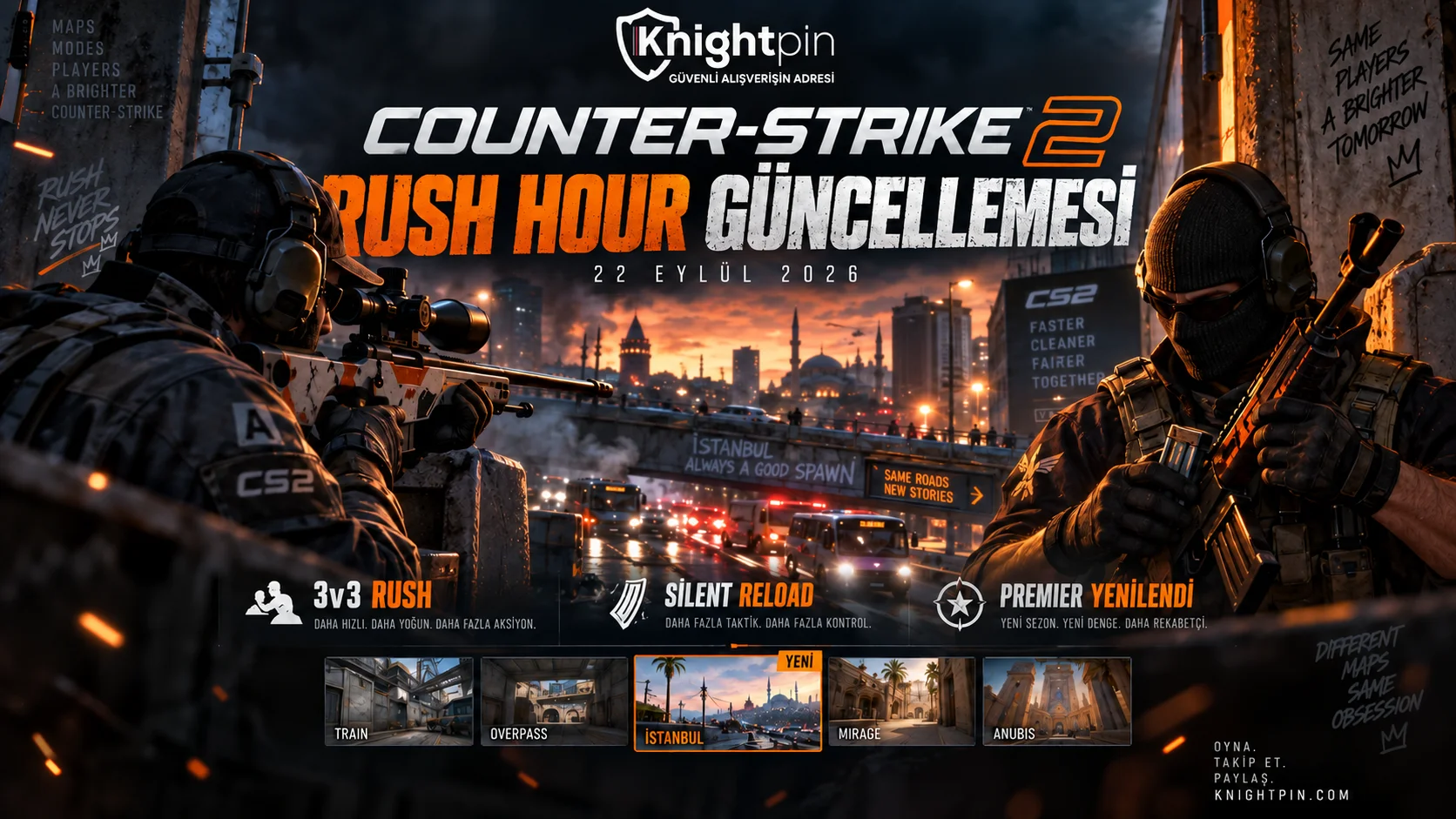 CS2 Rush Hour Güncellemesi: Rush Modu, Sessiz Reload ve Premier