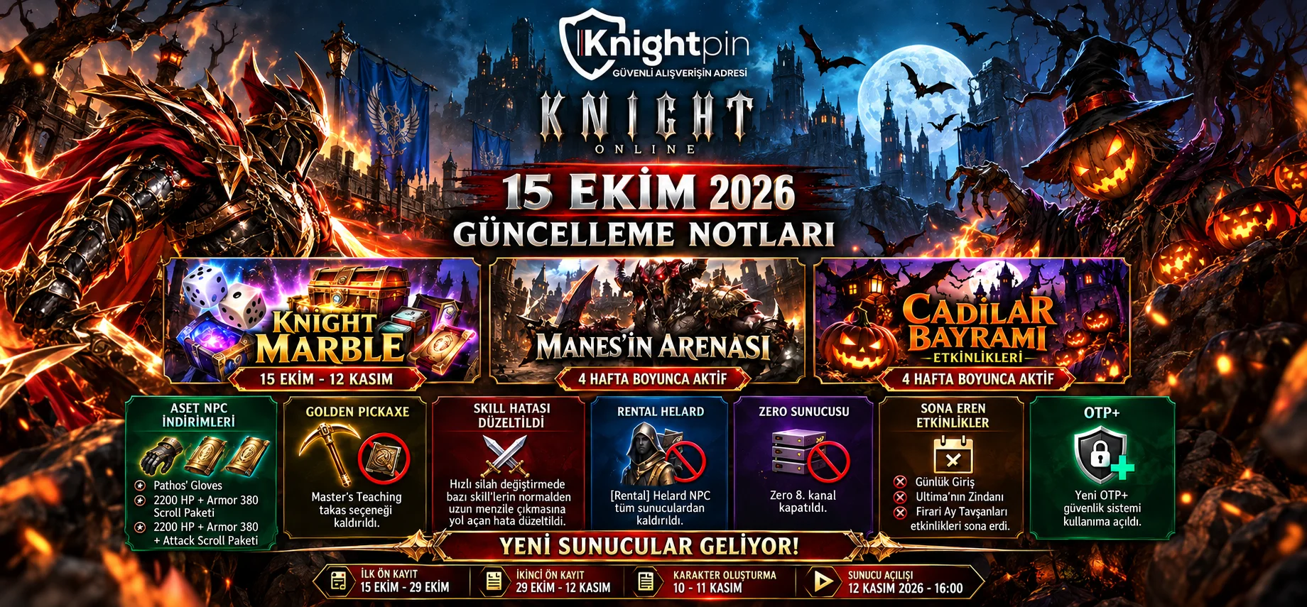 Knight Online 15 Ekim 2026 Güncelleme Notları: Knight Marble, Manes’in Arenası ve Cadılar Bayramı