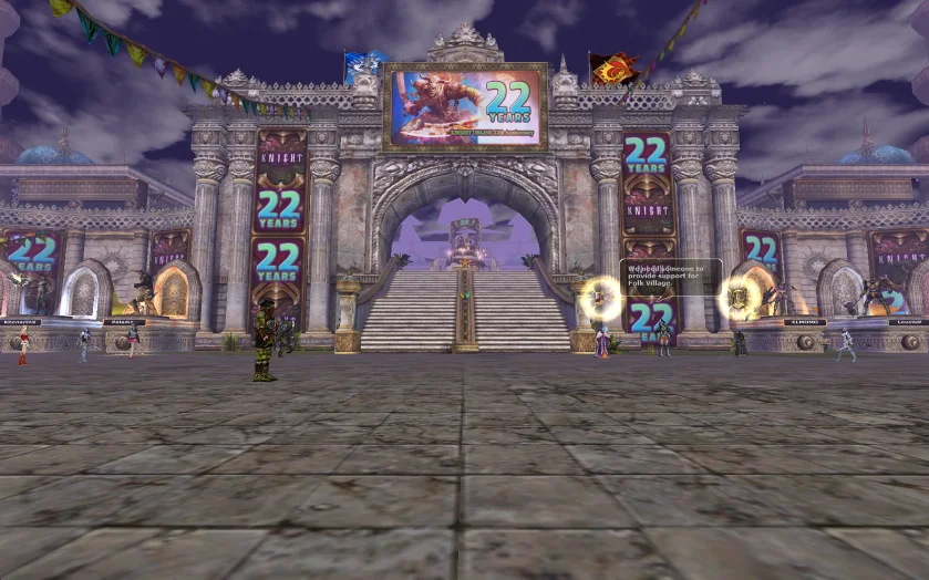 Knight Online 22. yıl dönümü için 22 YEARS afişleriyle süslenen Moradon
