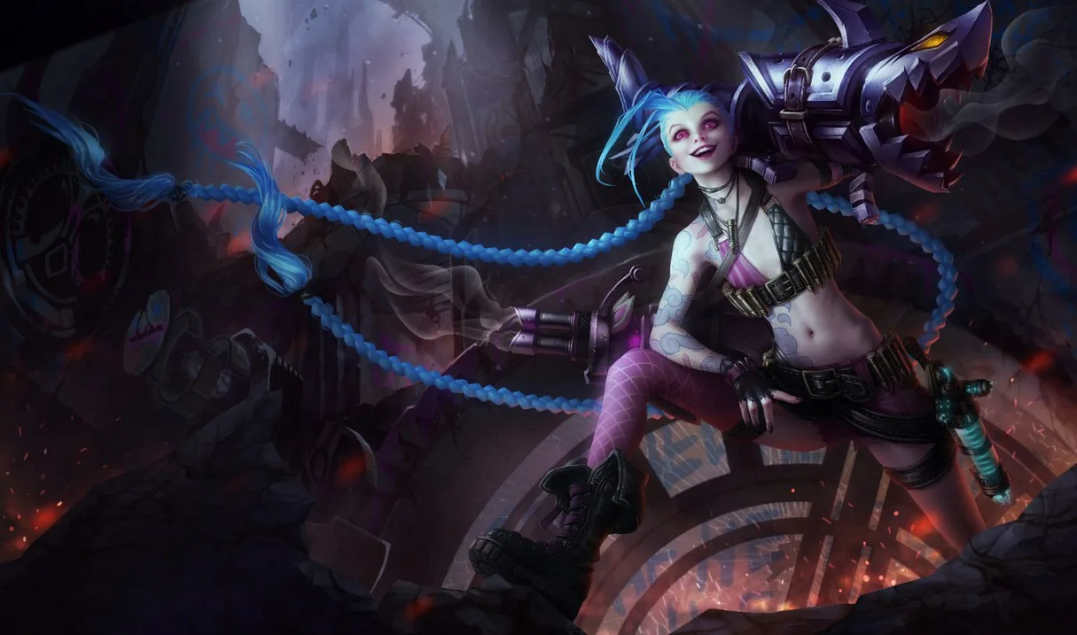 Jinx’in League of Legends’taki varsayılan kostüm görseli